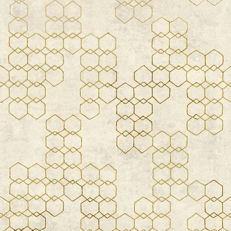 foto del prodotto profhome carta da parati grafica 374242 carta da parati tnt leggermente strutturata design lucida crema oro grigio 5,33 m2