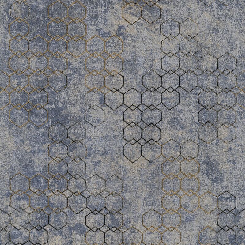 foto del prodotto profhome carta da parati grafica 374245 carta da parati tnt leggermente strutturata design lucida blu oro grigio 5,33 m2
