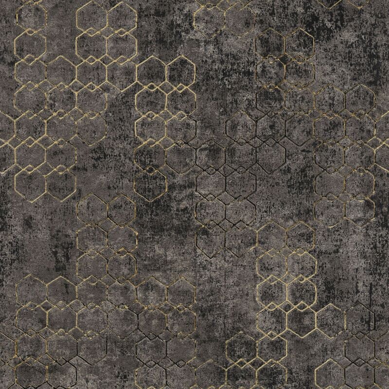 foto del prodotto profhome carta da parati grafica 374246 carta da parati tnt leggermente strutturata design lucida nero oro 5,33 m2