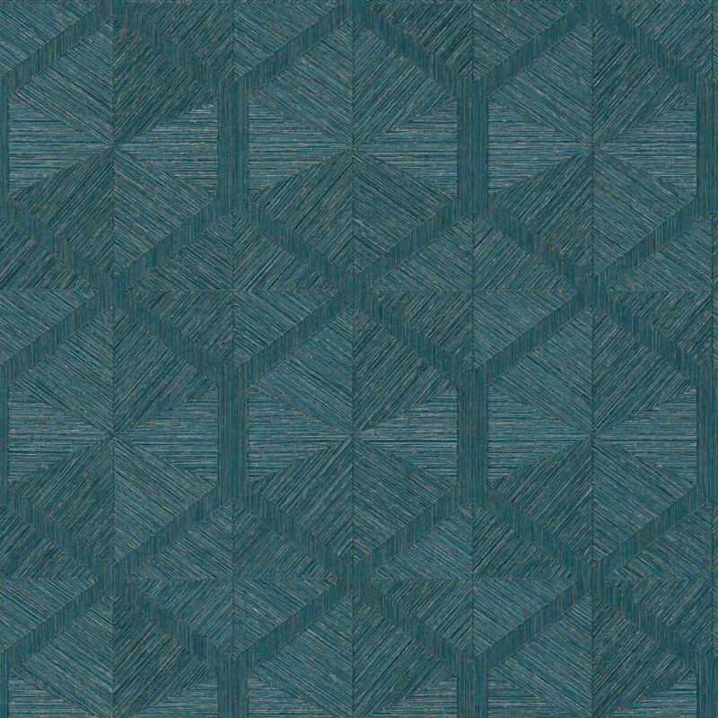 foto del prodotto profhome carta da parati grafica 386901 carta da parati tnt goffrata a caldo strutturata con forme geometriche lucida turchese petrolio oro azzurro