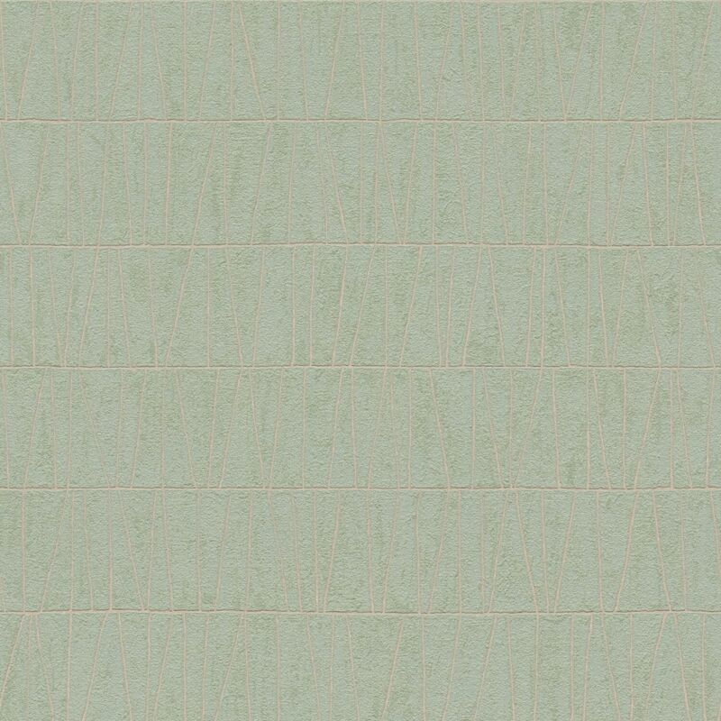 foto del prodotto profhome carta da parati grafica 395061 carta da parati tnt strutturata con forme geometriche ed accenti metallici verde oro menta 5,33 m2