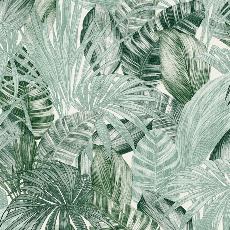 foto del prodotto profhome carta da parati natura 368201 carta da parati tnt leggermente strutturata con design giungla lucida verde bianco 5,33 m2