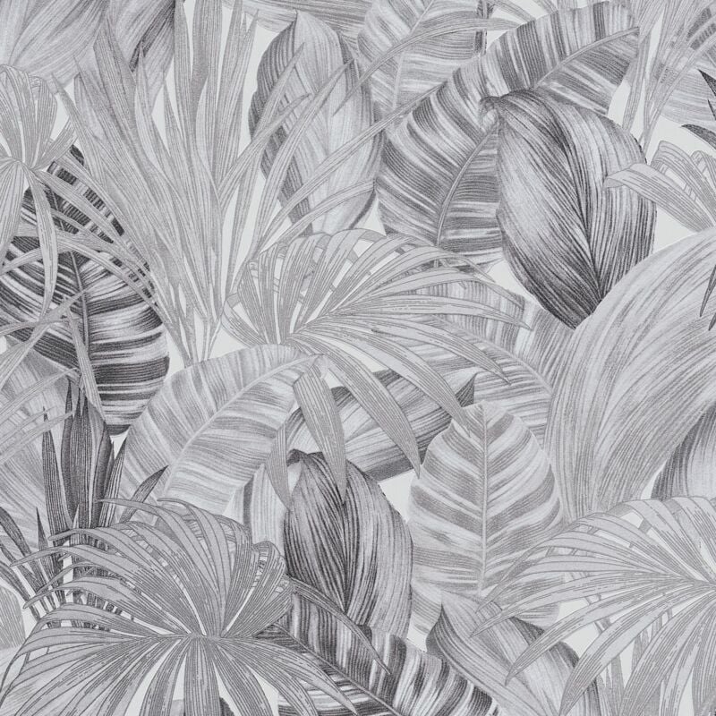 foto del prodotto profhome carta da parati natura 368203 carta da parati tnt leggermente strutturata con design giungla lucida nero bianco grigio 5,33 m2