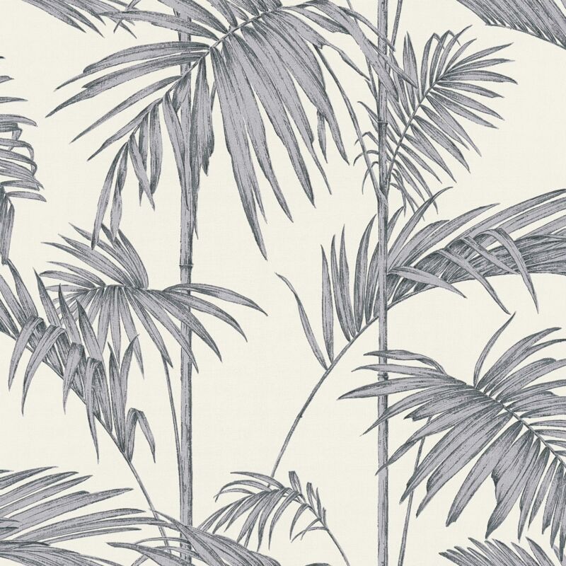 foto del prodotto profhome carta da parati natura 369192 carta da parati tnt leggermente strutturata con design giungla lucida grigio argento bianco 5,33 m2