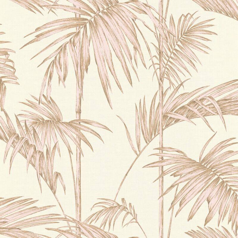 foto del prodotto profhome carta da parati natura 369193 carta da parati tnt leggermente strutturata con design giungla opaca rosa beige bianco crema 5,33 m2