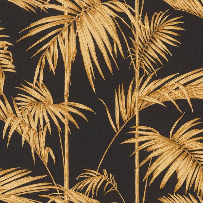foto del prodotto profhome carta da parati natura 369195 carta da parati tnt leggermente strutturata con design giungla opaca oro nero arancione 5,33 m2