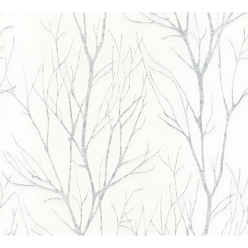 foto del prodotto profhome carta da parati natura 372602 carta da parati tnt leggermente strutturata con elementi di natura opaca bianco grigio 5,33 m2