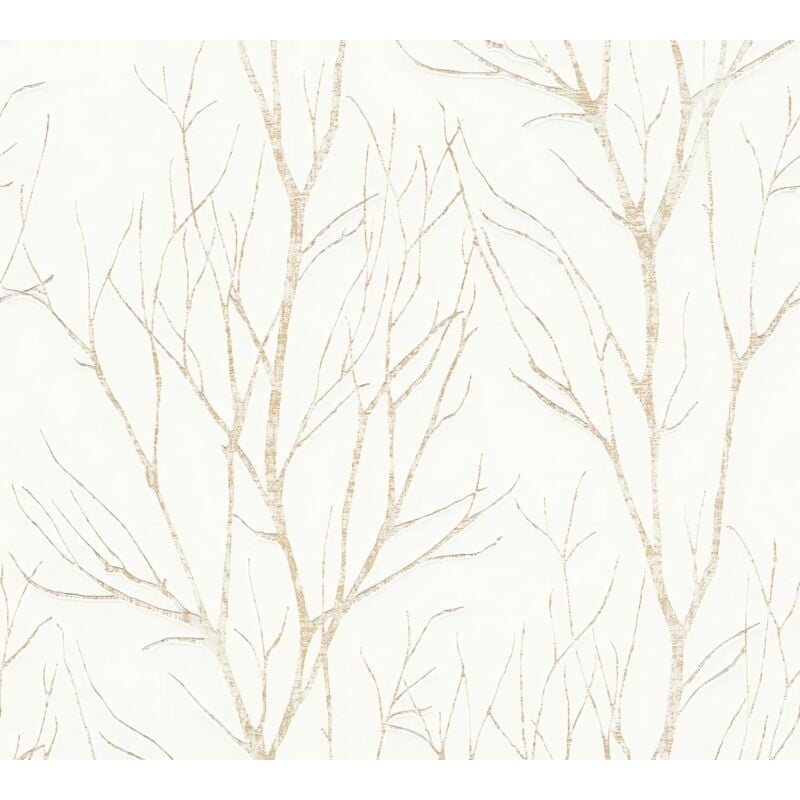 foto del prodotto profhome carta da parati natura 372603 carta da parati tnt leggermente strutturata con elementi di natura opaca beige oro bianco crema 5,33 m2