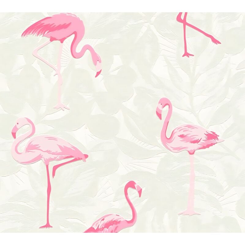 foto del prodotto profhome carta da parati per bambini 359801 carta da parati tnt leggermente strutturata con disegni di animali opaca rosa bianco crema bianco 5,33