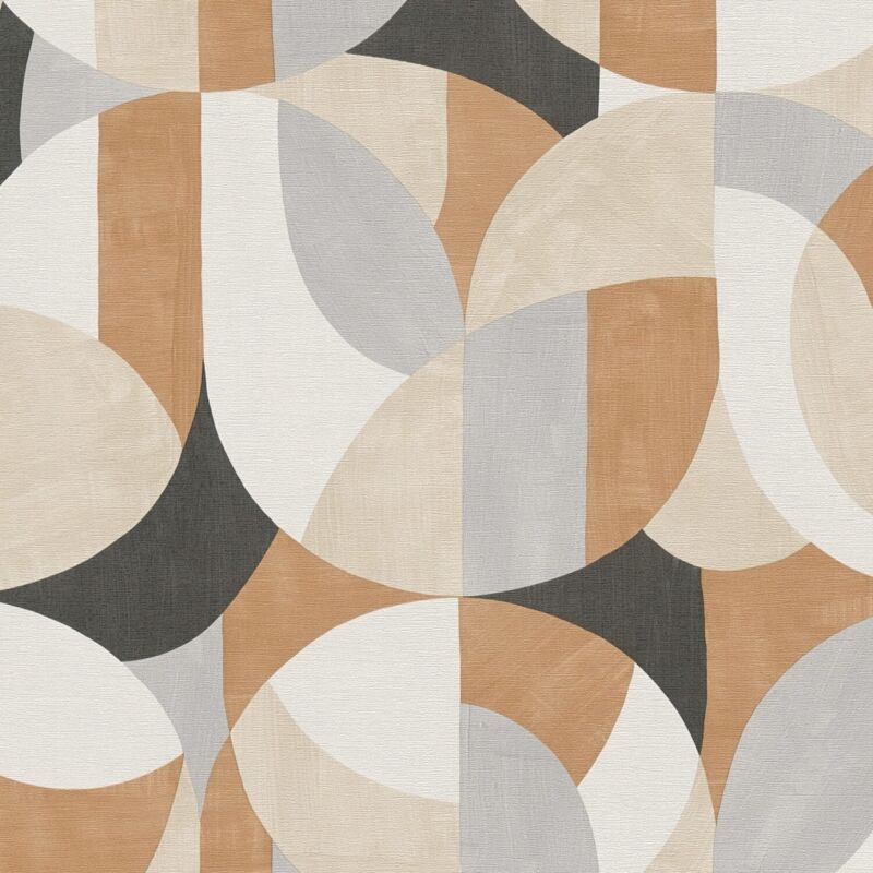 foto del prodotto profhome carta da parati stile retro 399321 carta da parati tnt goffrata a caldo leggermente strutturata con motivo grafico opaca bianco beige nero