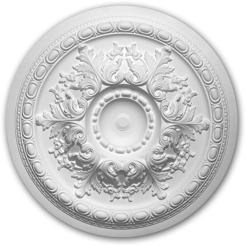 foto del prodotto profhome decor rosone soffitto parete profhome 156054 medaglione elemento decorativo stile rococ barocco bianco 70,6 cm