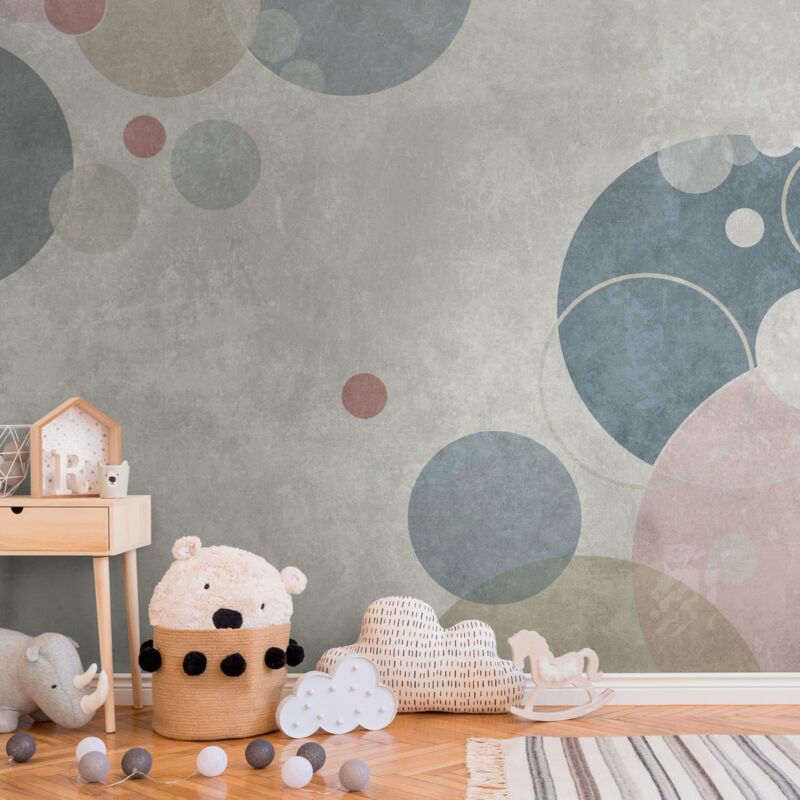 foto del prodotto profhome sfondo fotografico 383071 carta da parati tnt goffrata a caldo liscia per bambini opaca grigio beige azzurro rosa 3,71 m x 2,8 m