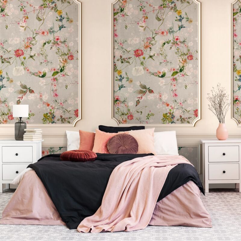 foto del prodotto profhome sfondo fotografico 398471 carta da parati tnt goffrata a caldo liscia 3d opaca beige grigio rosa verde 1,59 m x 2,8 m