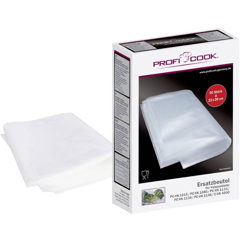 foto del prodotto profi cook 8910151 50x sacchetti da vuoto piccoli 22x30 cm