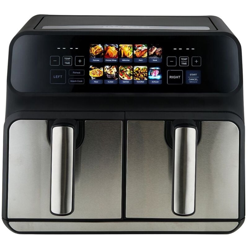 foto del prodotto proficook pc fr 1287 h double 8 l free standing 2200 w friggitrice ad aria calda de black, stainless steel