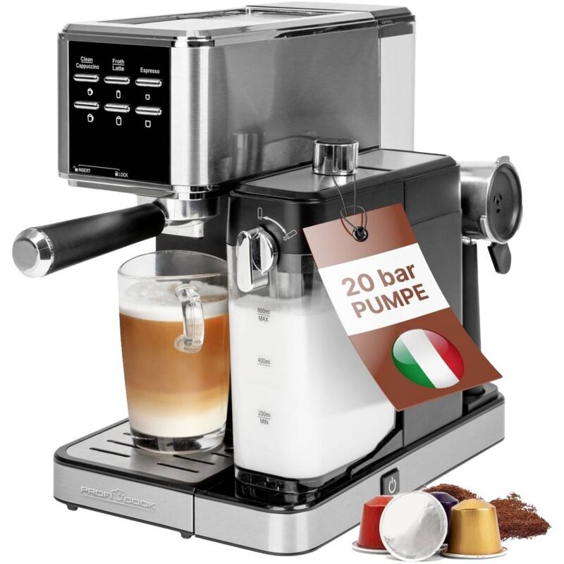 foto del prodotto proficook profi cook pc es ka 1266 macchina espresso acciaio inox con schiumalatte automatico