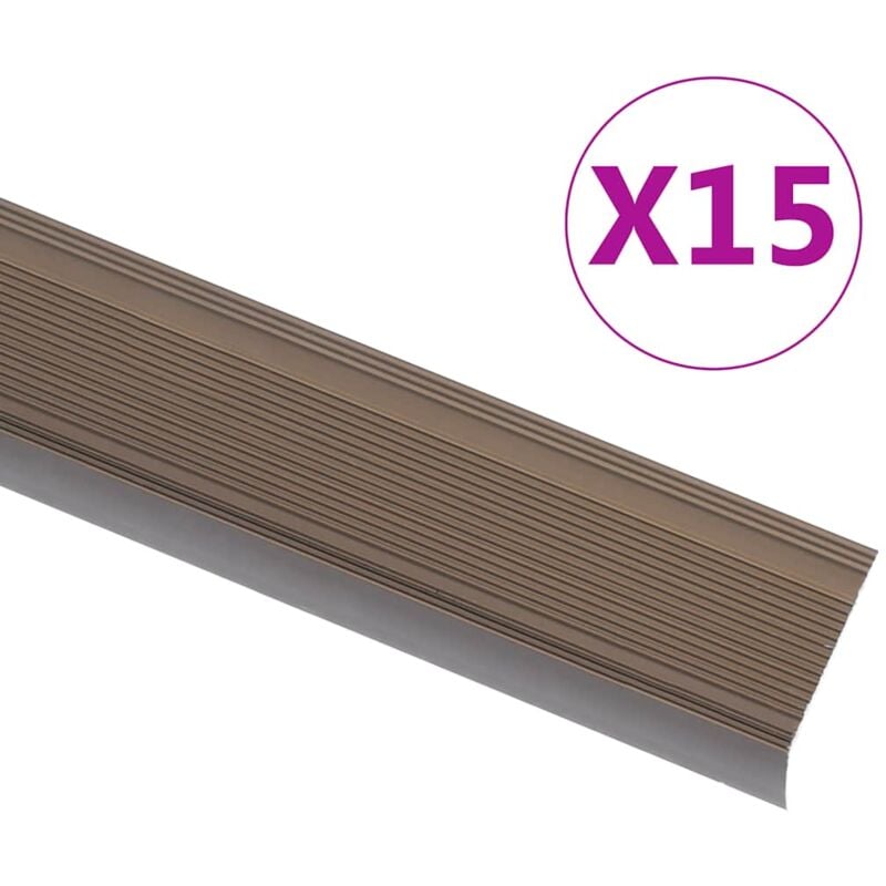 foto del prodotto profili a l per gradini 15 pz in alluminio 100 cm marrone vidaxl