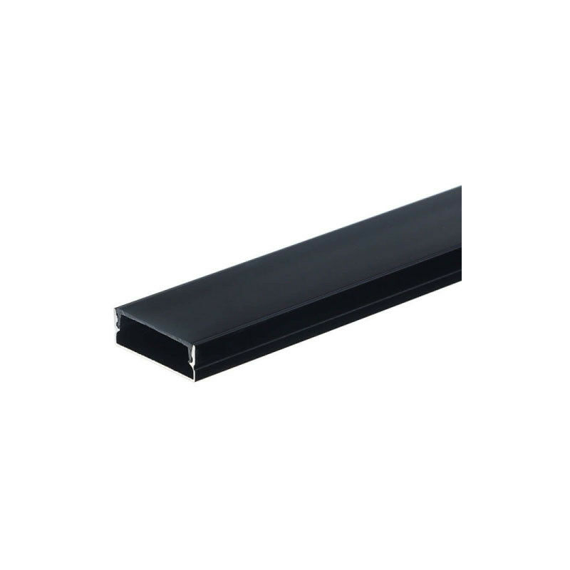foto del prodotto profilo 2m nero con diffusore nero flat fine altezza 10mm