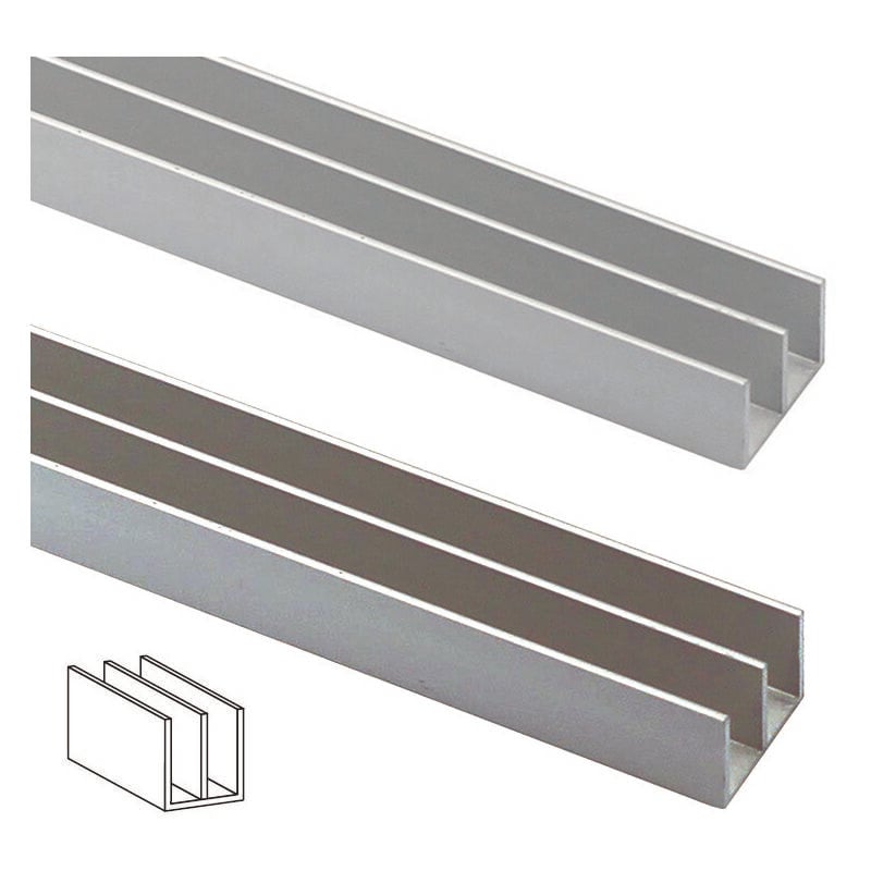 foto del prodotto profilo a doppia u in alluminio mm.20x11 mt.2 argento