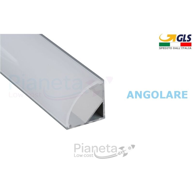 foto del prodotto profilo alluminio 2m per strisce strip led barra rigida angolare copertura opaco