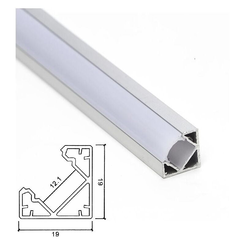 foto del prodotto profilo alluminio angolare per strisce strip led barra rigida copertura opaco