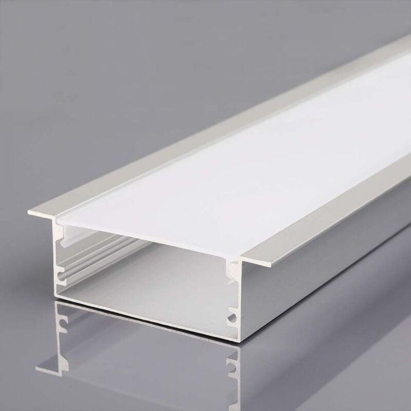 foto del prodotto profilo alluminio silver per strip led incasso max l 12,4mm satinato 2000x50x20mm v tac