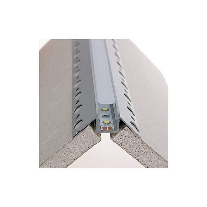 foto del prodotto profilo angolare da incasso per cartongesso in alluminio per strip led a scomparsa 2 metri angolo esterno