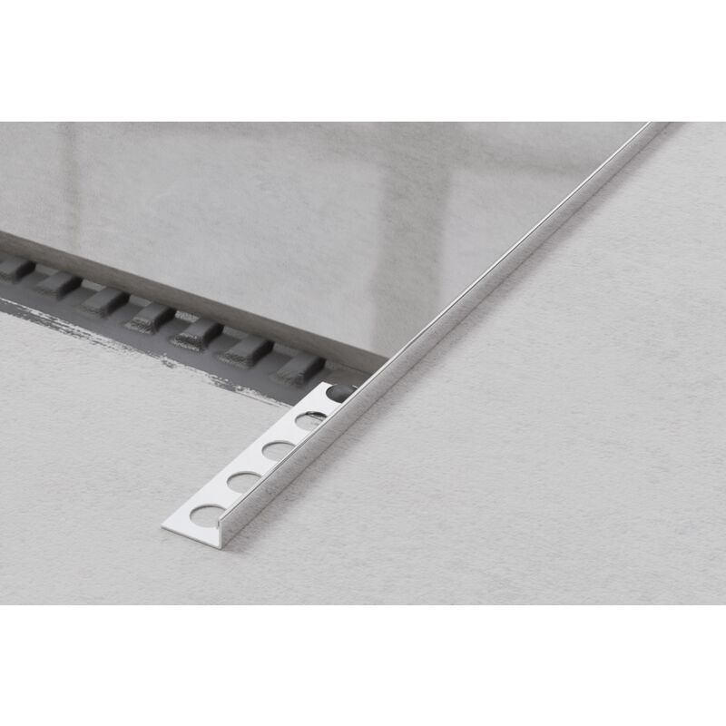 foto del prodotto profilo angolare j universale in acciaio inossidabile per piastrelle 0.8cm x 244cm argento lucido