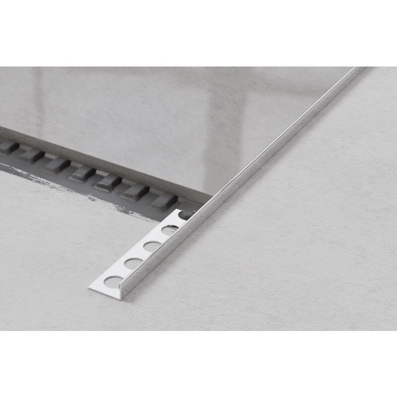 foto del prodotto profilo angolare j universale in acciaio inossidabile per piastrelle 1.2cm x 270cm argento lucido