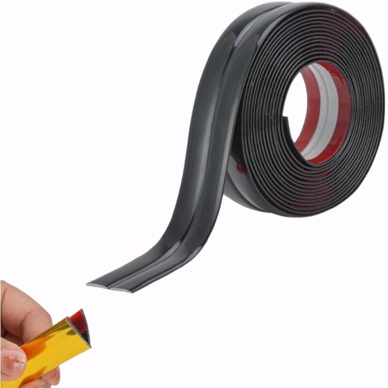 foto del prodotto profilo angolare per cucina 19x19 mm, copriangolo pieghevole in pvc con strisce adesive in schiuma, striscia decorativa in plastica nera, lunghezza 6