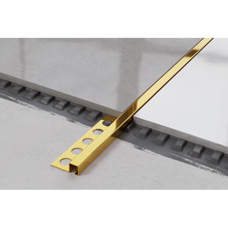 foto del prodotto profilo angolare q universale in acciaio inossidabile per piastrelle 0.8cm x 270cm - oro lucido