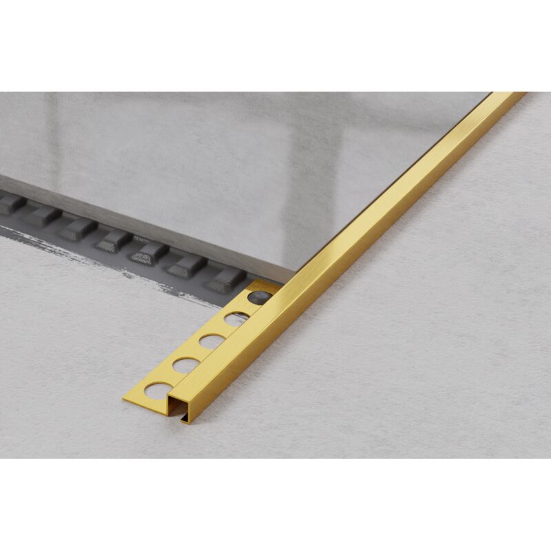 foto del prodotto profilo angolare q universale in acciaio inossidabile per piastrelle 1.2cm x 270cm - oro satinato