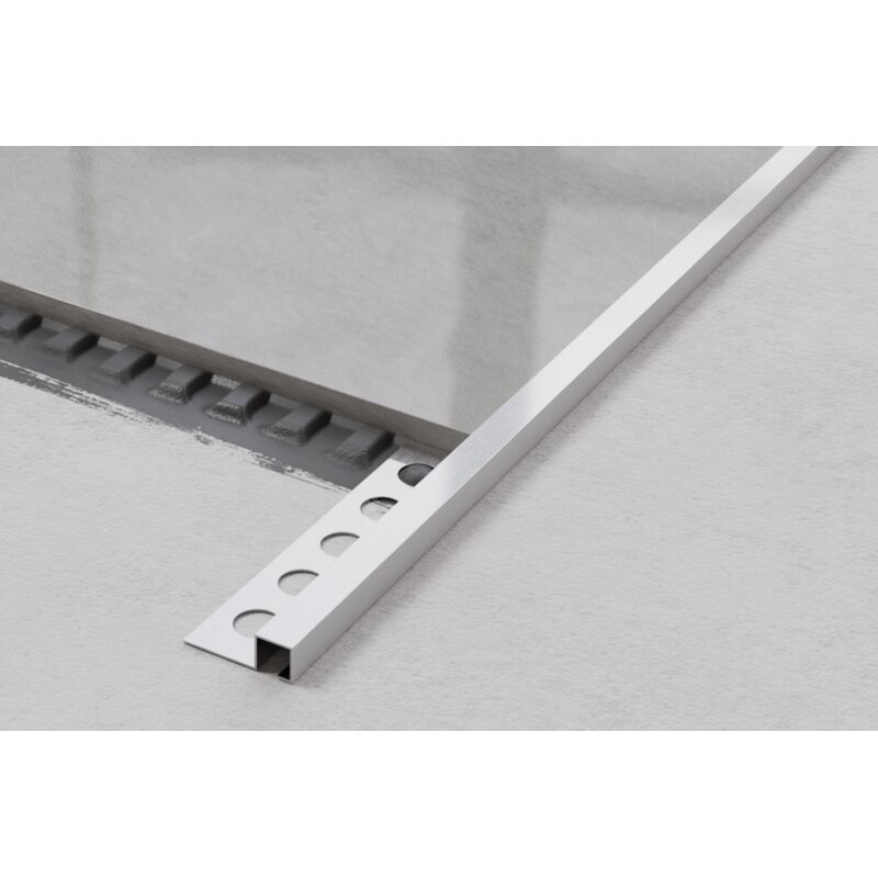 foto del prodotto profilo decorativo qs in acciaio inossidabile per piastrelle 1.2cm x 270cm argento satinato