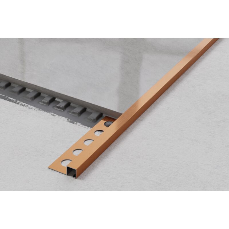 foto del prodotto profilo decorativo qs in acciaio inossidabile per piastrelle 1.2cm x 270cm rame satinato