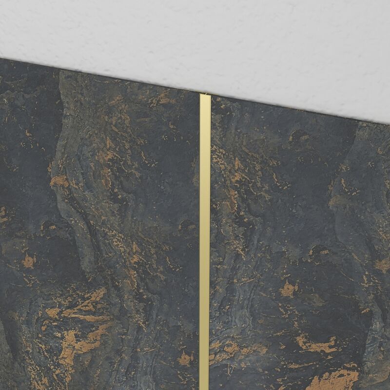 foto del prodotto profilo di giunzione in alluminio con finitura oro spazzolato per pannelli murali 20x5x2100 mm