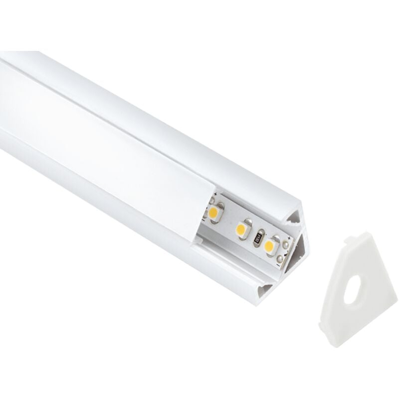 foto del prodotto profilo in alluminio angolare con diff.opaco 2 tappi chiusi 1 tappo con foro 4 clips lunghezza, 2 metri