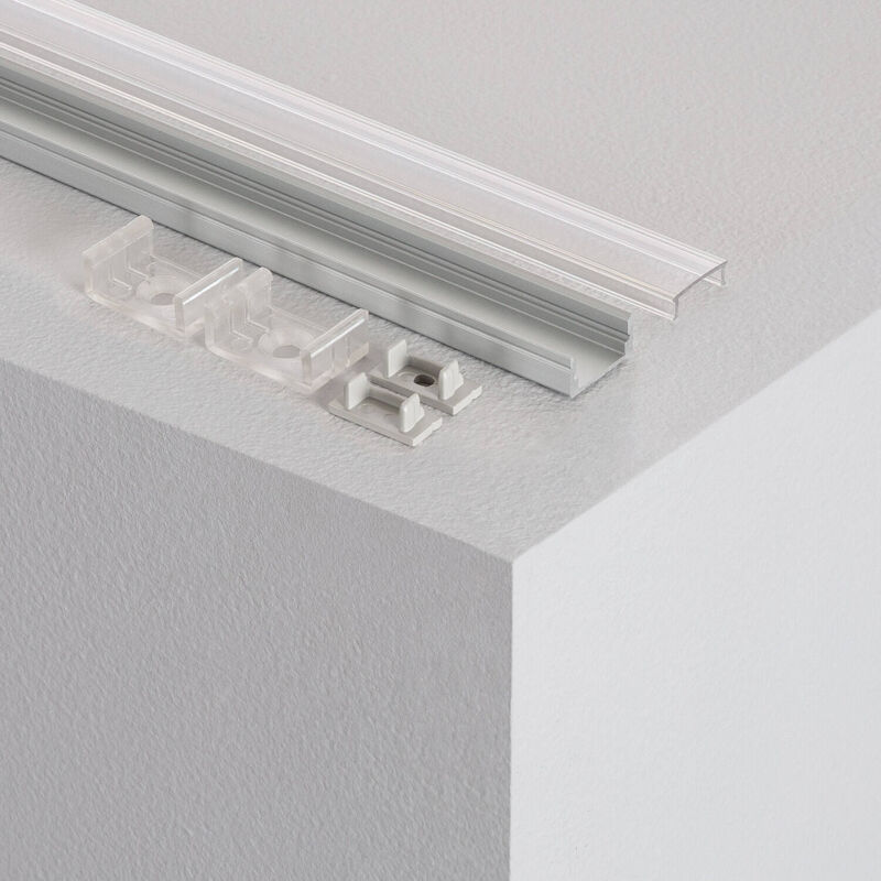 foto del prodotto profilo in alluminio di superficie con copertura continua per strisce led coperchio trasparente 1 m