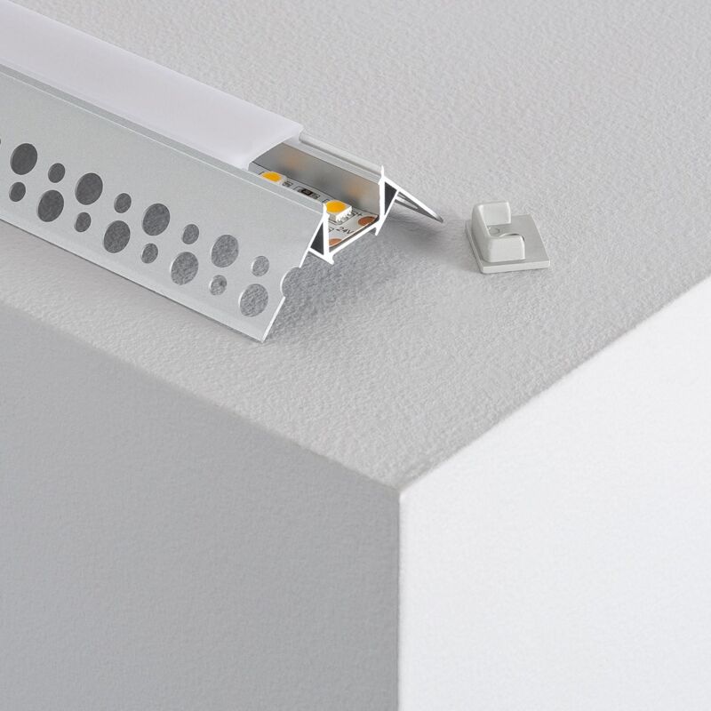 foto del prodotto profilo in alluminio integrazione in cartongesso per angoli esterni striscia led fino a 8mm 9 m