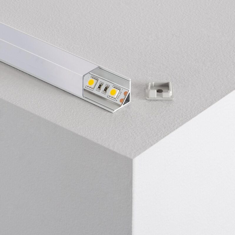 foto del prodotto profilo in alluminio per angoli triangolare 2m per striscia led fino a 10mm coperchio traslucido