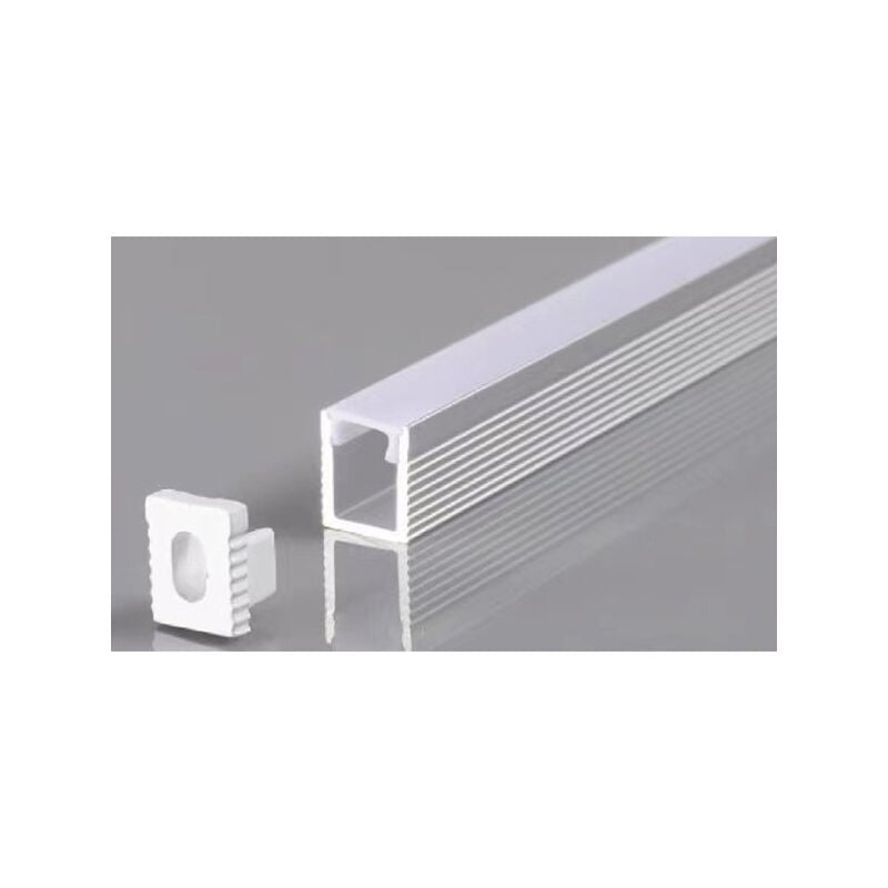 foto del prodotto profilo in alluminio per led band silver body e white cache lunghezza 2m facile installazione