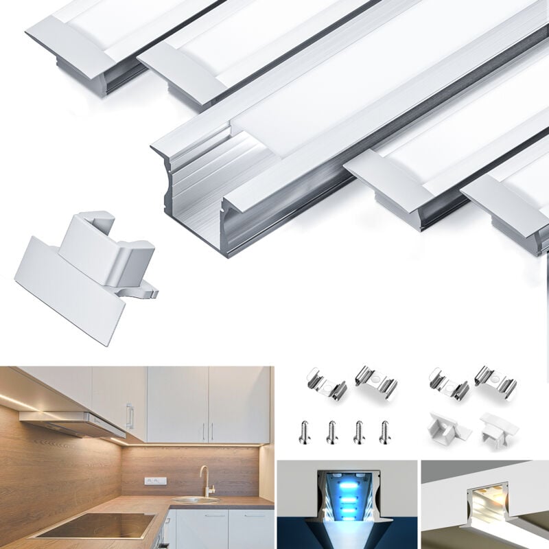 foto del prodotto profilo in alluminio per strisce led,coperchio opaco,adatto per dimensioni della banda massima 12,6 mm,dimensioni del profilo l2000x17.1x14.2mm sp32