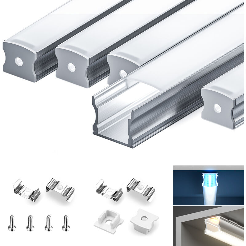 foto del prodotto profilo in alluminio per strisce led,coperchio opaco,adatto per dimensioni della banda massima 12,6 mm,dimensioni del profilo l2000x17.2x14.4mmx10pc