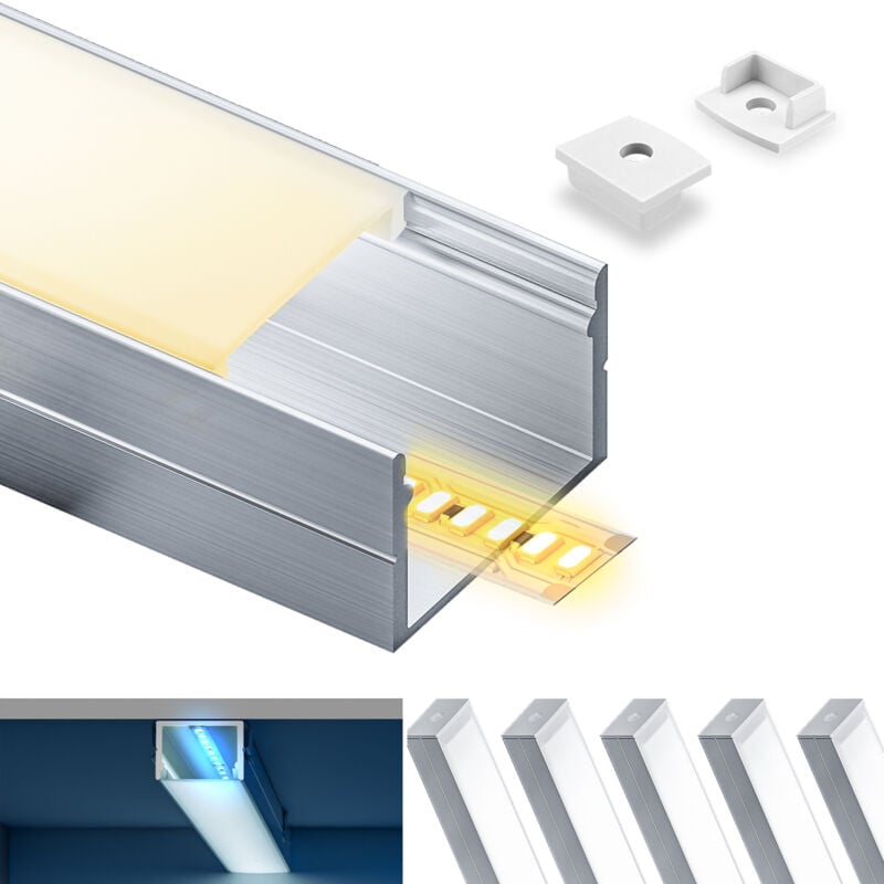 foto del prodotto profilo in alluminio per strisce led,coperchio opaco,adatto per dimensioni della banda massima 12,6 mm,dimensioni del profilo l2000x19.3x13mmx10pc