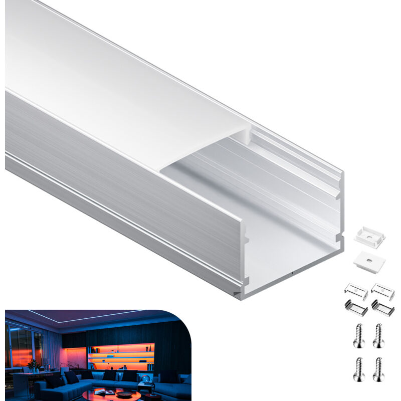 foto del prodotto profilo in alluminio per strisce led,coperchio opaco,adatto per dimensioni della banda massima 12,6 mm,dimensioni del profilo l2000x30x20mm sp37