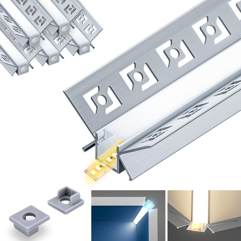 foto del prodotto profilo in alluminio per strisce led,coperchio opaco,adatto per dimensioni della banda massima 12,6 mm,dimensioni del profilo l2000x46.27x23.24mmx5pc