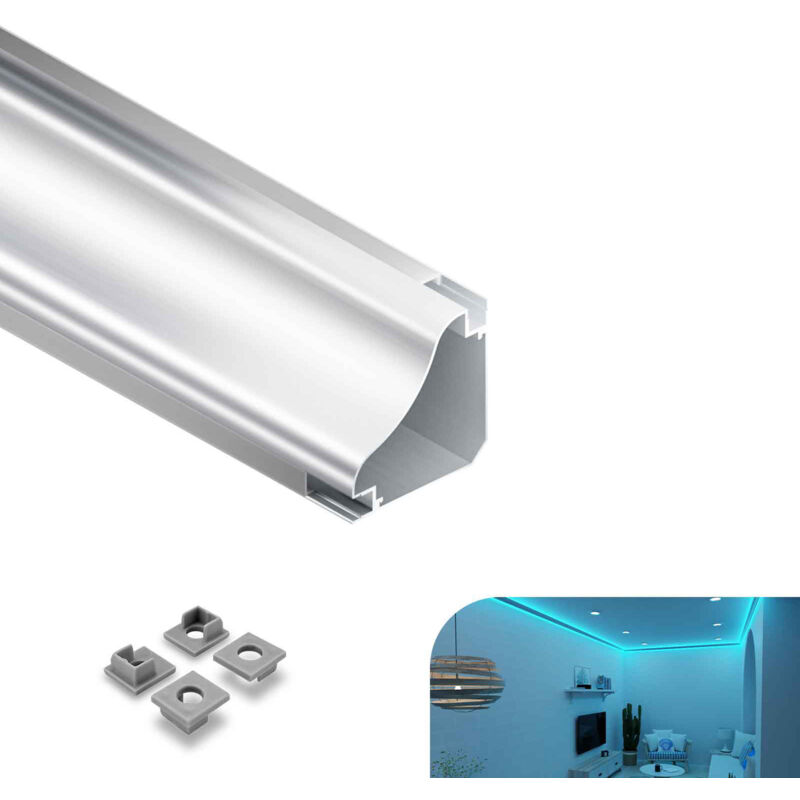 foto del prodotto profilo in alluminio per strisce led,coperchio opaco,adatto per dimensioni della banda massima 12,6 mm,dimensioni del profilo l2000x69.1x69.1mm sp56