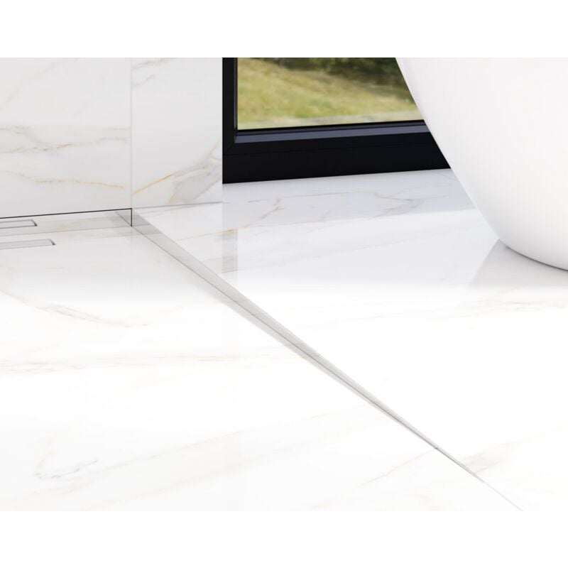 foto del prodotto profilo laterale destro inclinato per doccia a pavimento argento lucido - 1800 x 11 mm