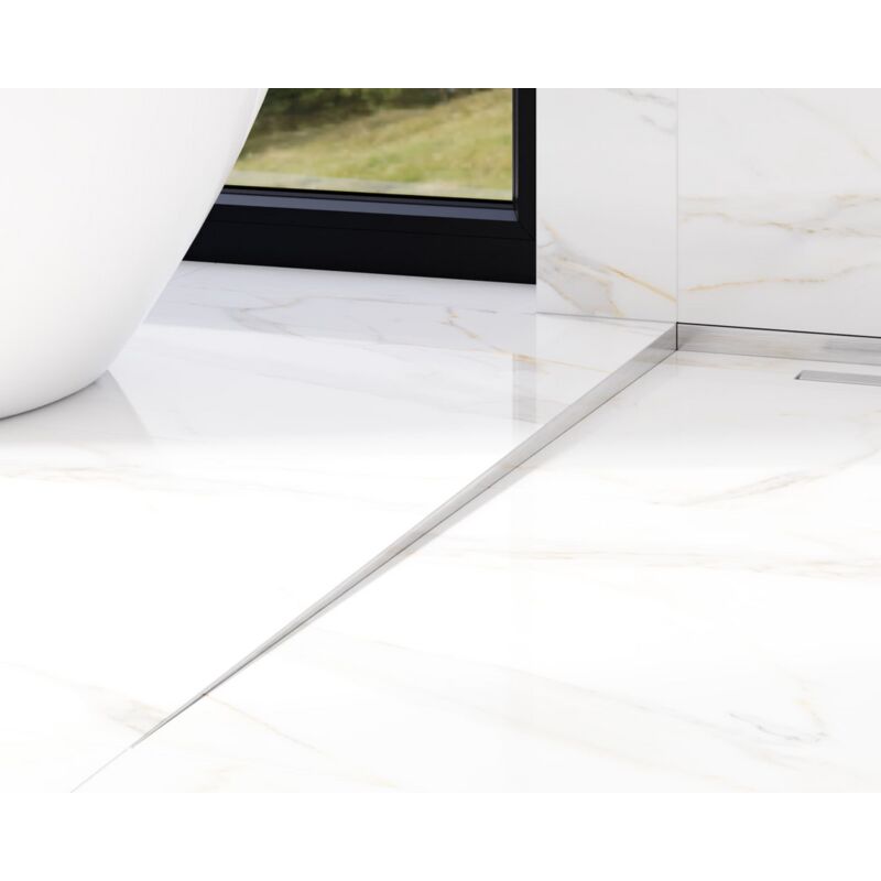 foto del prodotto profilo laterale sinistro inclinato per doccia a pavimento argento satinato - 1800 x 11 mm