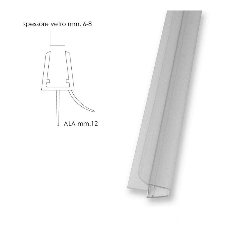 foto del prodotto profilo paragocce orizzontale box cristallo mm. 6 - 8 ala perpendicolare mm.12 777302pt