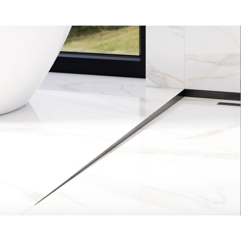 foto del prodotto profilo pavimento doccia piastrelle laterale sinistro inclinato nero opaco - 1000 x 11 mm